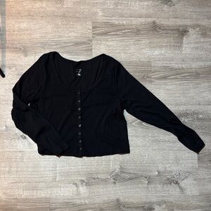a new day Black Button-Down Women's Shirt